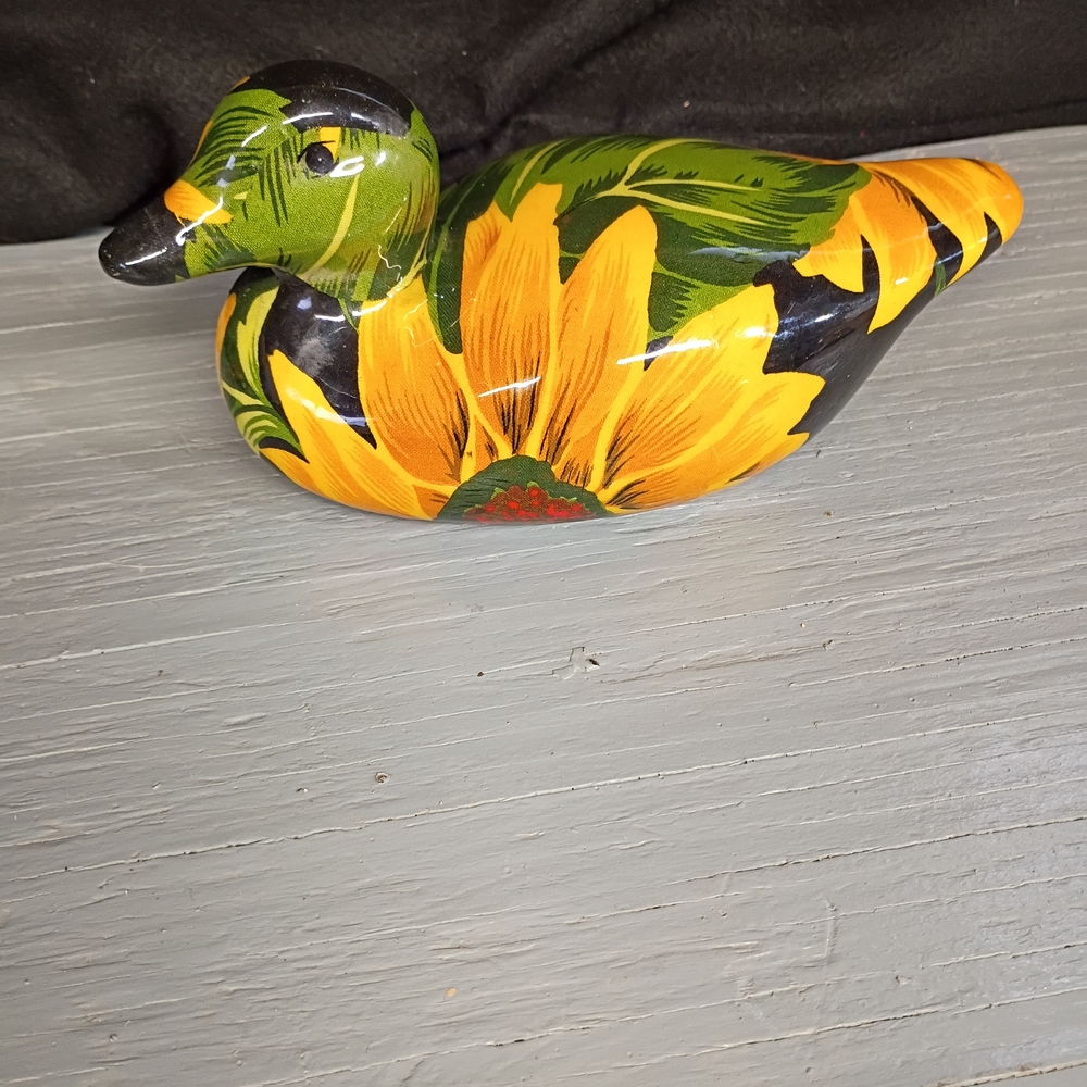 Sunflower Painted Duck Figurine
